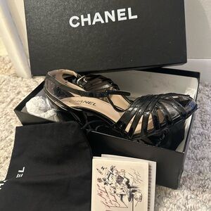 Chanel strappy heels euro 39 black